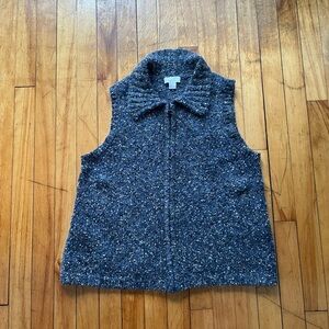 Christopher & Banks Mohair Blend Gray Zip Up Collared Sweater Vest Women’s M